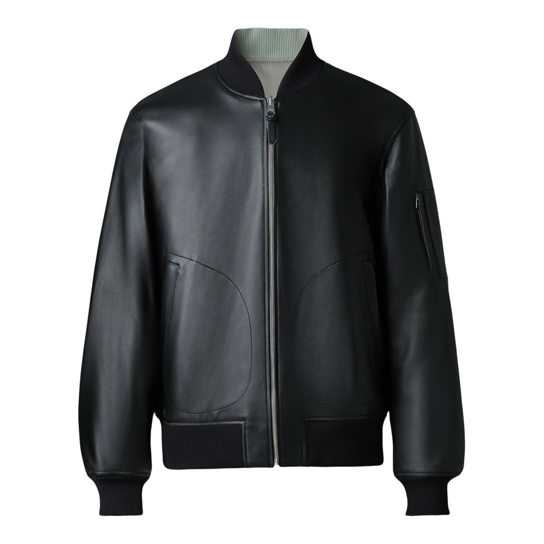 Mackage Easton-r 2-in-1 Lamb Leather Bomber Jacket Black, Size: