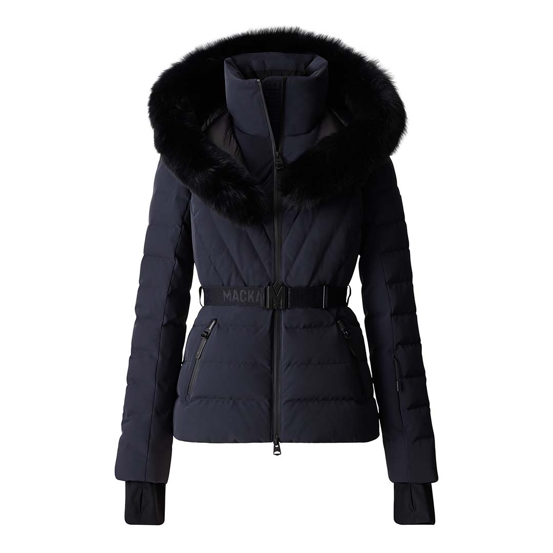 Mackage Elita-z Down Ski Jacket With Removable Blue Fox Fur Trim Size: