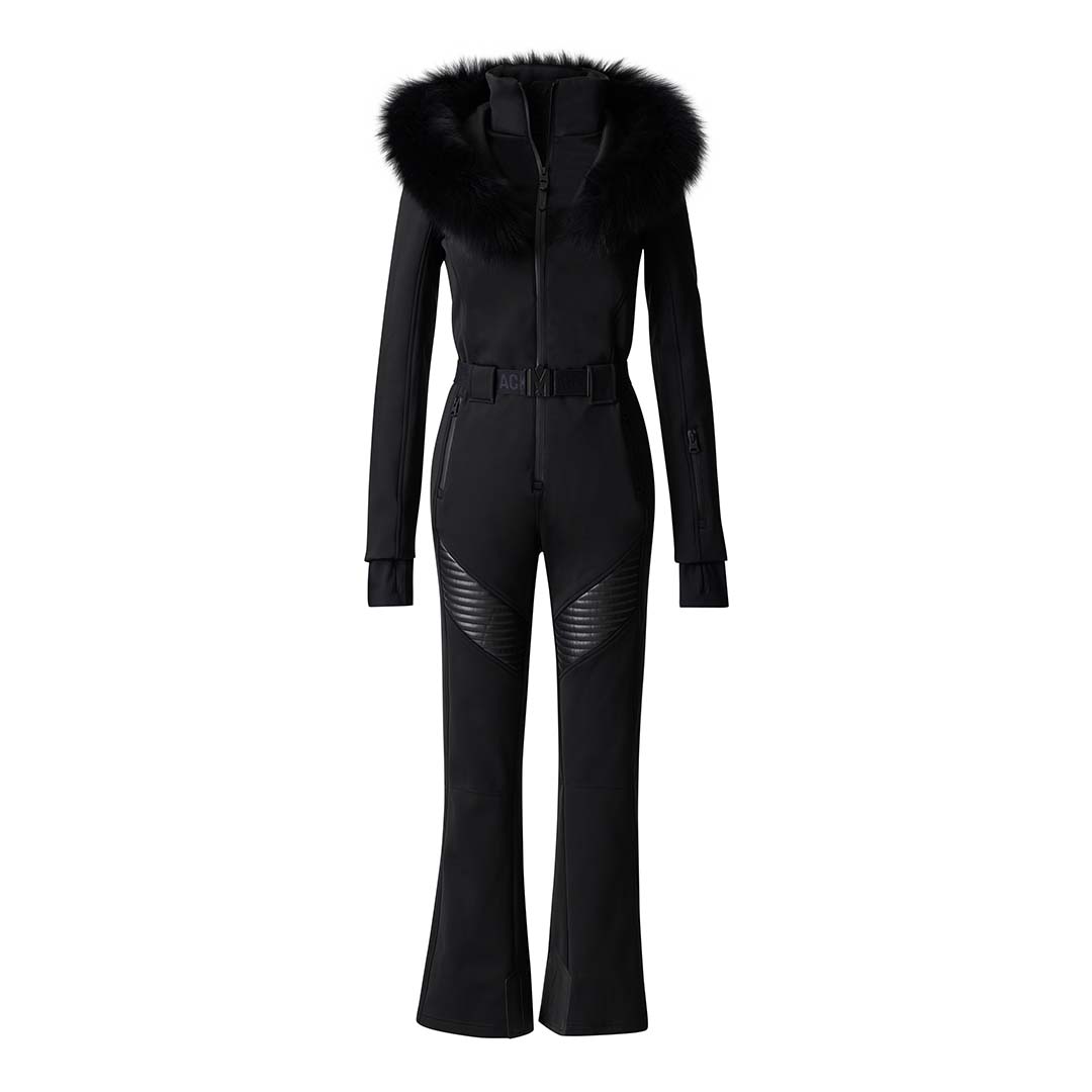 Mackage Elle-z Techno Fleece Ski Suit With Removable Hood And Fur Trim Size: