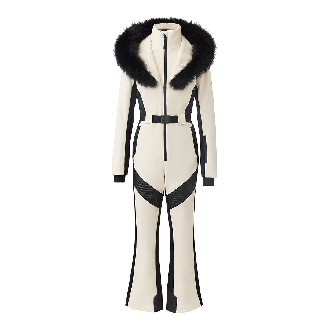 Mackage Elle-z Techno Fleece Ski Suit With Removable Hood And Fur Trim Ceramic, Size: