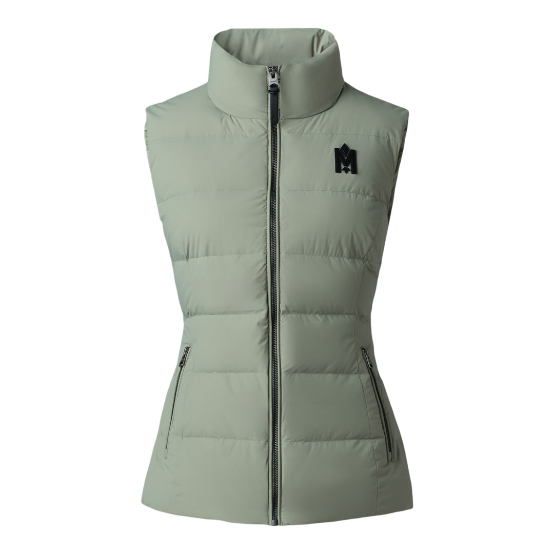 Mackage Gisela Stretch Light Down Vest With Stand Collar Matcha, Size:
