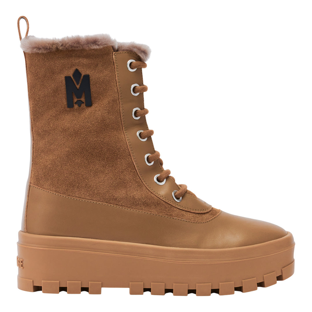 Mackage Hero Lamb Suede Winter Boot For Men In Camel, Size: 39