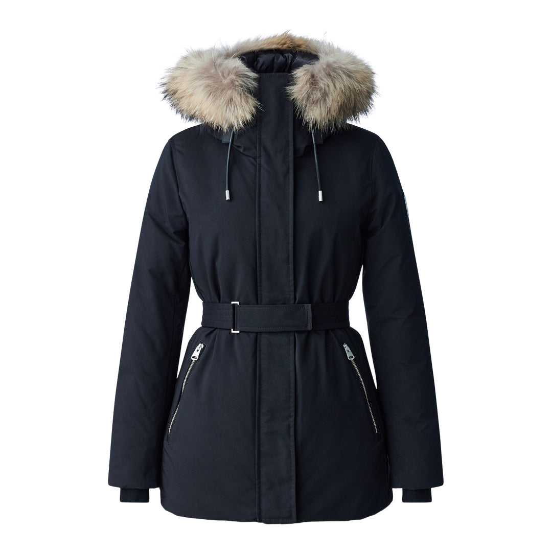 Mackage Jeni 2-in-1 Down Parka With Removable Bib And Natural Fur Black, Size: