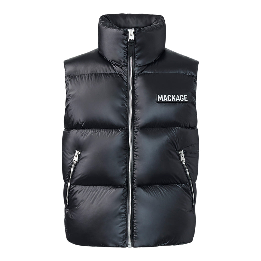 Mackage Kane Lustrous Light Down Vest With Funnel Collar Black, Size: