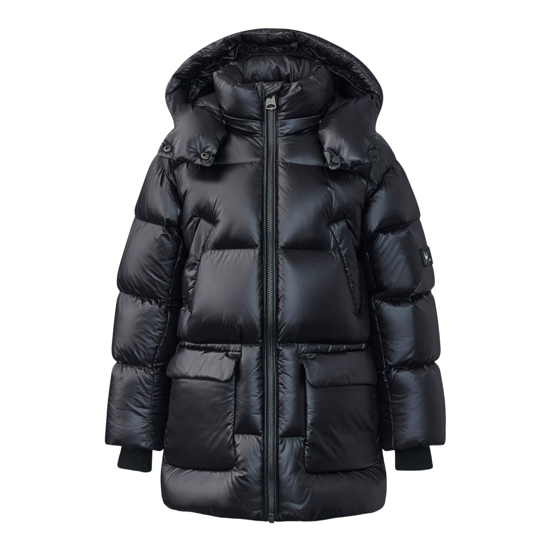 Mackage Kennie Lustrous Light Down Parka With Hood For Kids (8-14 Years) Black, Size: