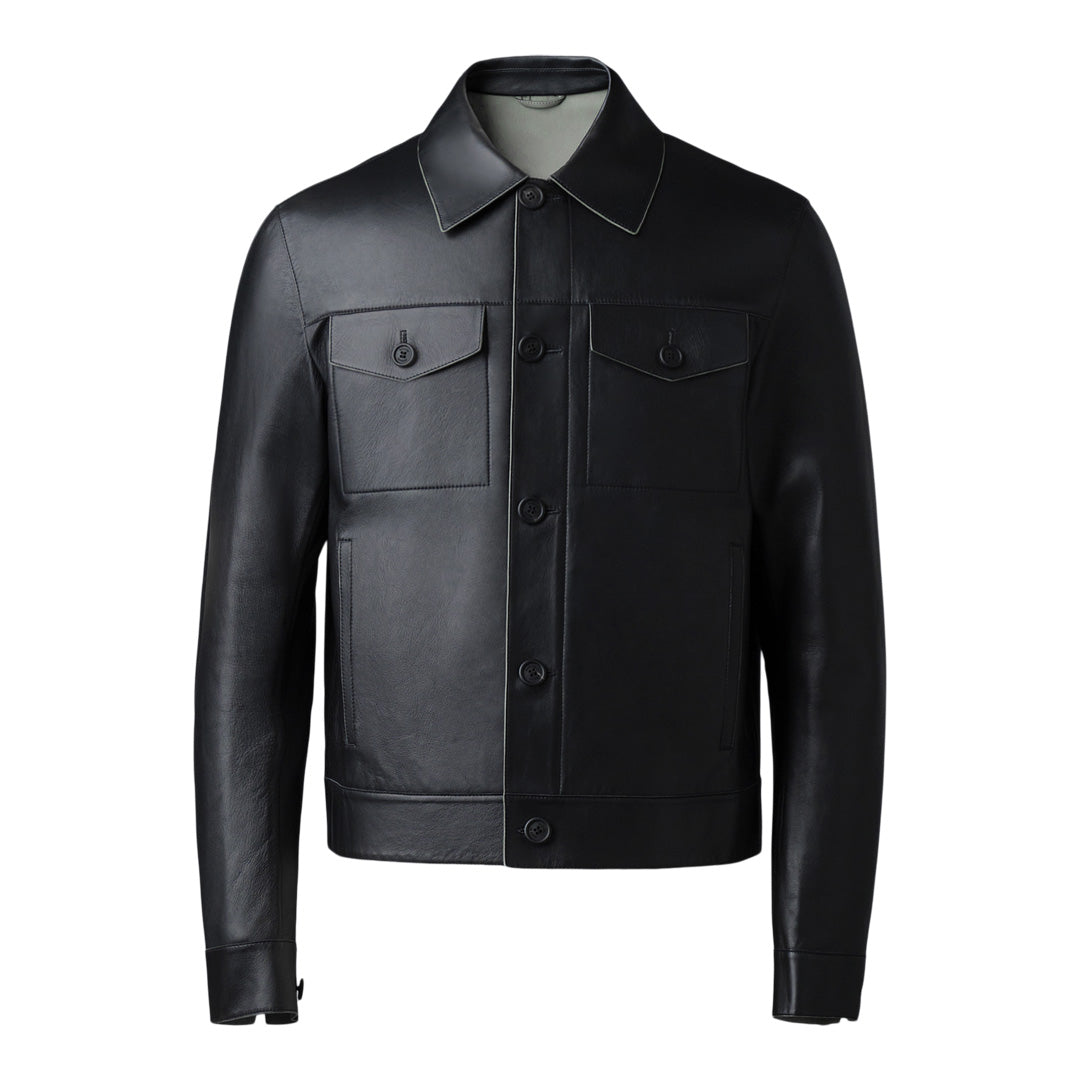 Mackage Lincoln Leather Jacket With Horn Buttons Black, Size: