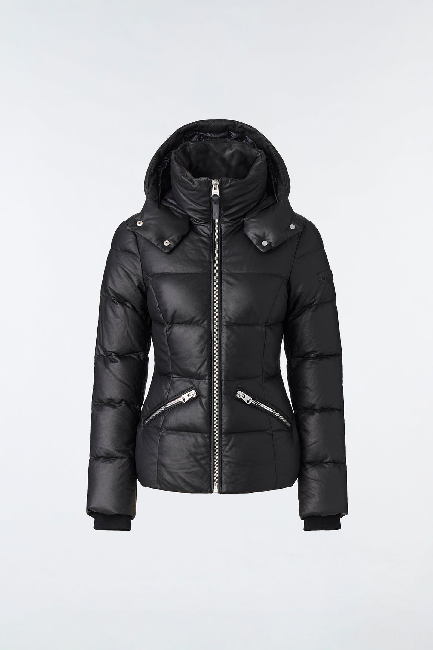 Mackage - KARSYN black leather down jacket with logo patch KARSYNDL - buy  with Bulgaria delivery at Symbol