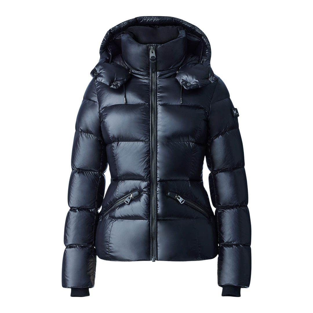 Mackage Madalyn Lustrous Light Down Jacket With Hood For Ladies Black, Size: