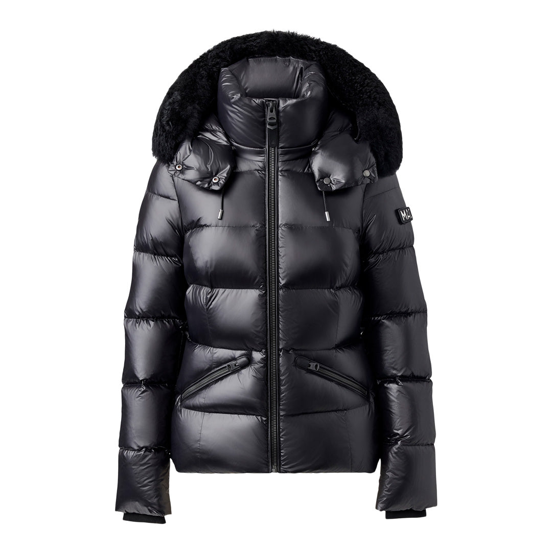 Mackage Madalyn-zsh Channel Quilted Nano Down Jacket With Removable Hood And Fur Trim Black-black, Size: