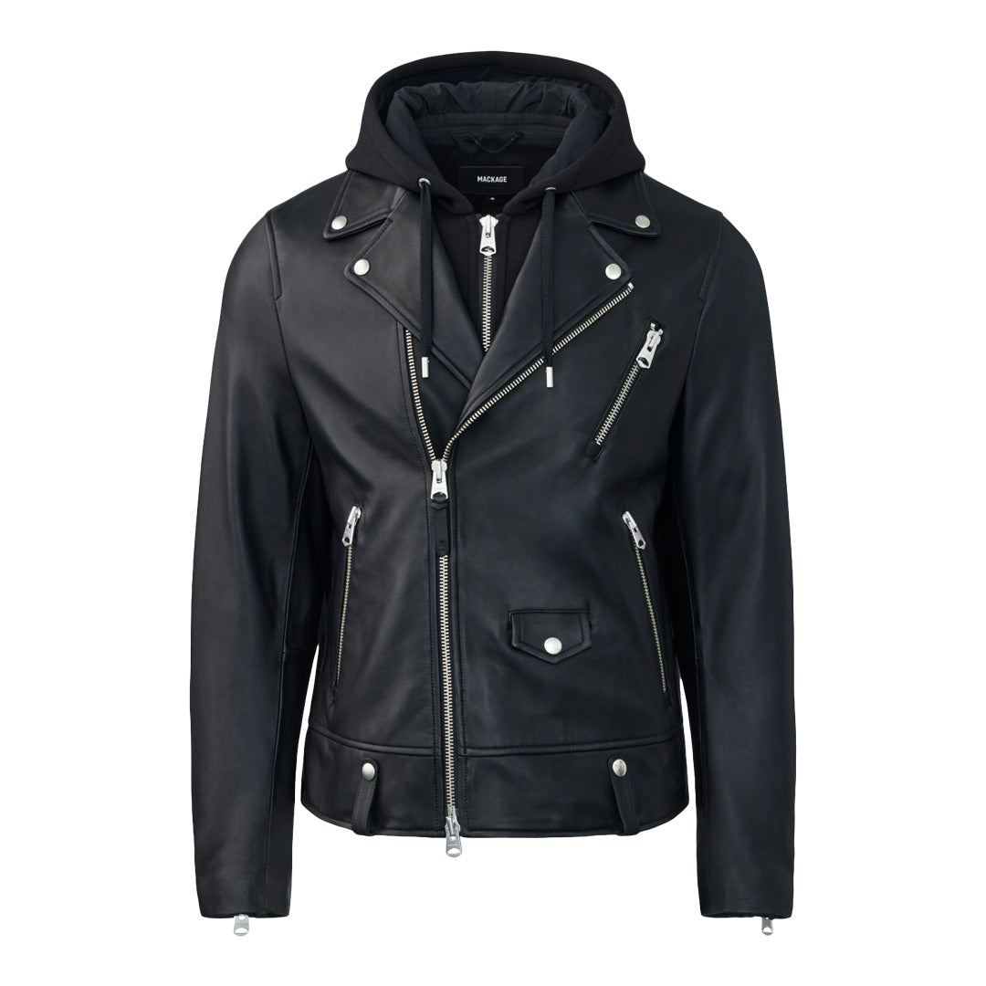 Mackage Magnus-cn 2-in-1 Leather Biker Jacket Black, Size: