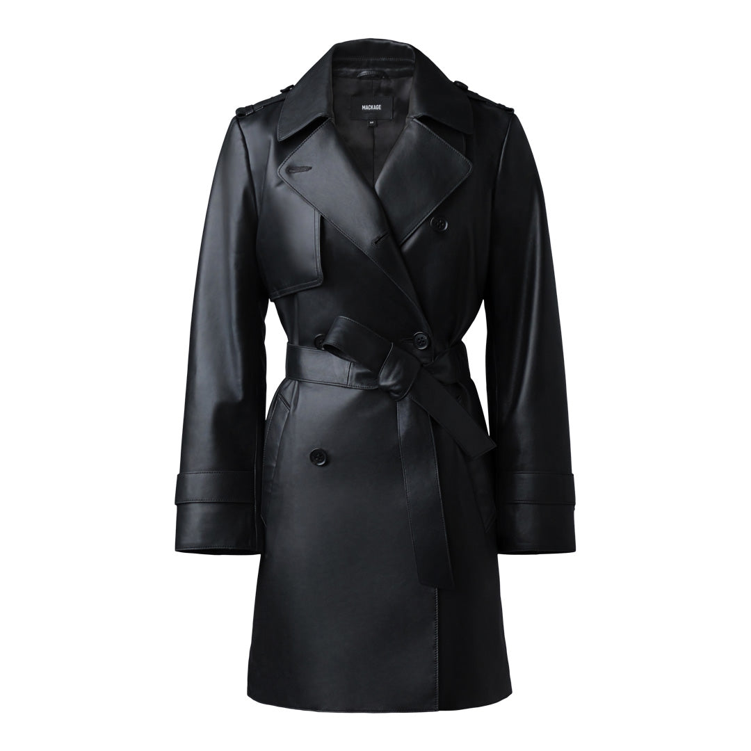 Mackage Mely Long Leather Trench Coat Size: