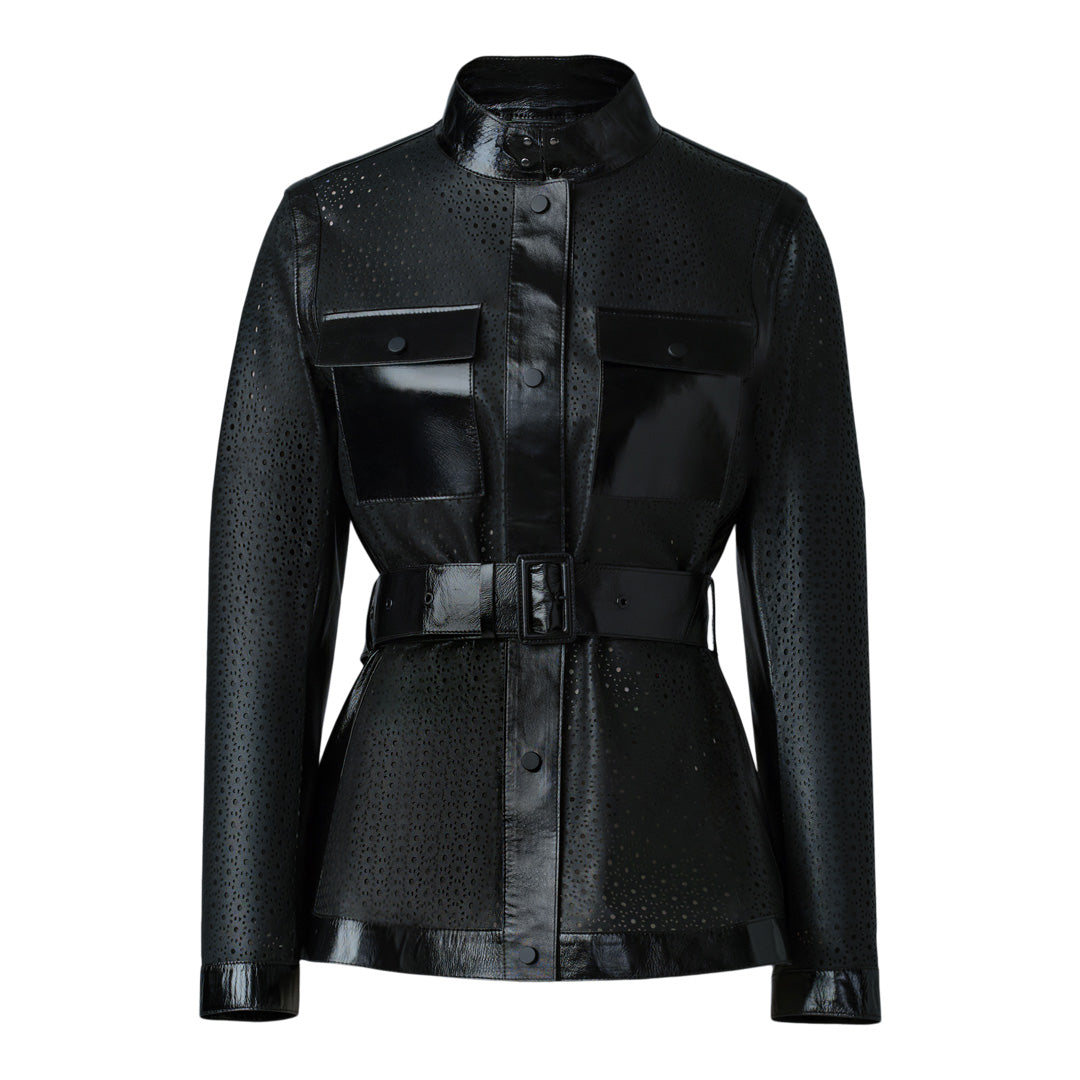 Mackage Naeva Perforated Leather Peplum Jacket Size:
