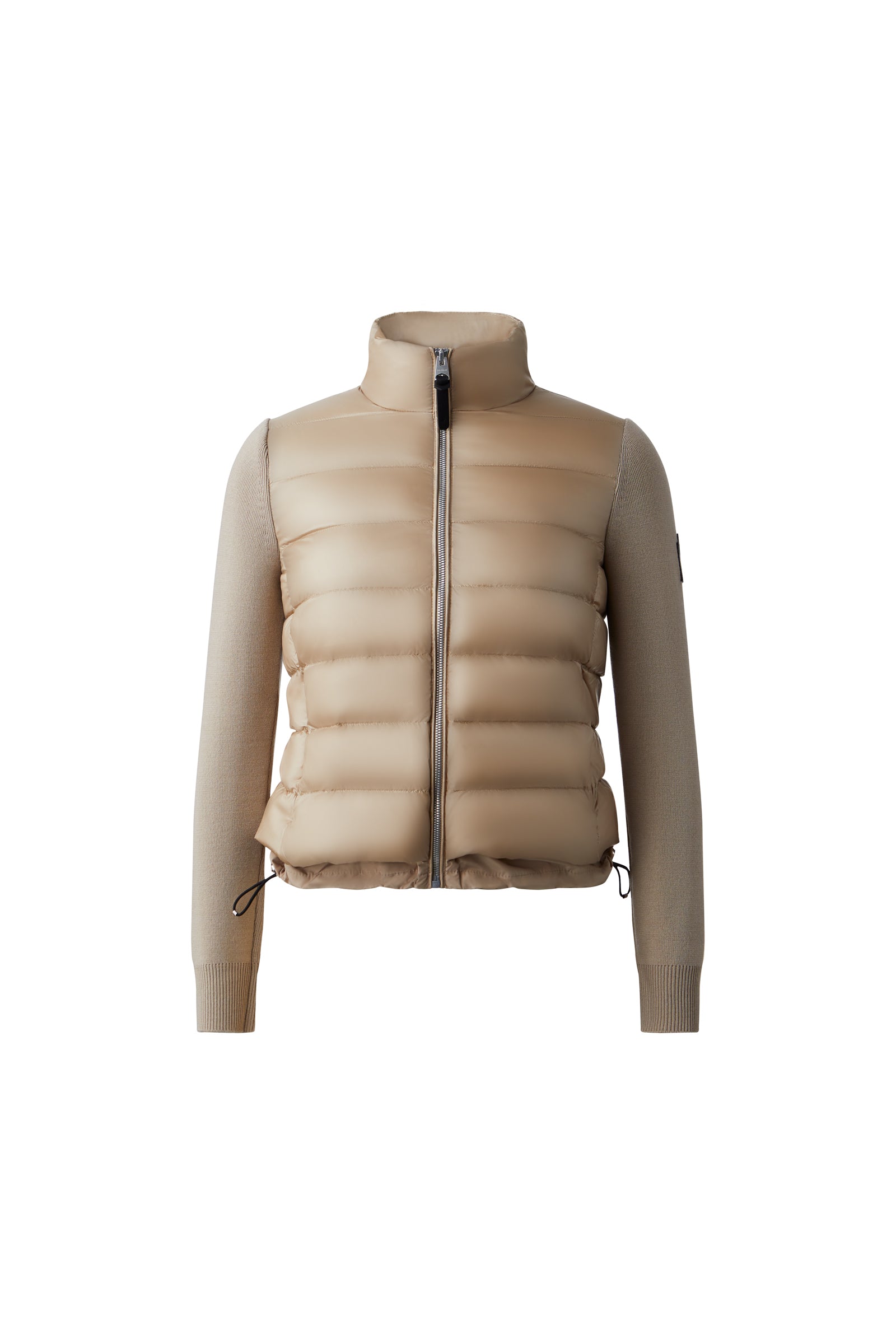Mackage Oceane Recycled Hybrid Jacket With Rib Knit Sleeves Beige, Size: