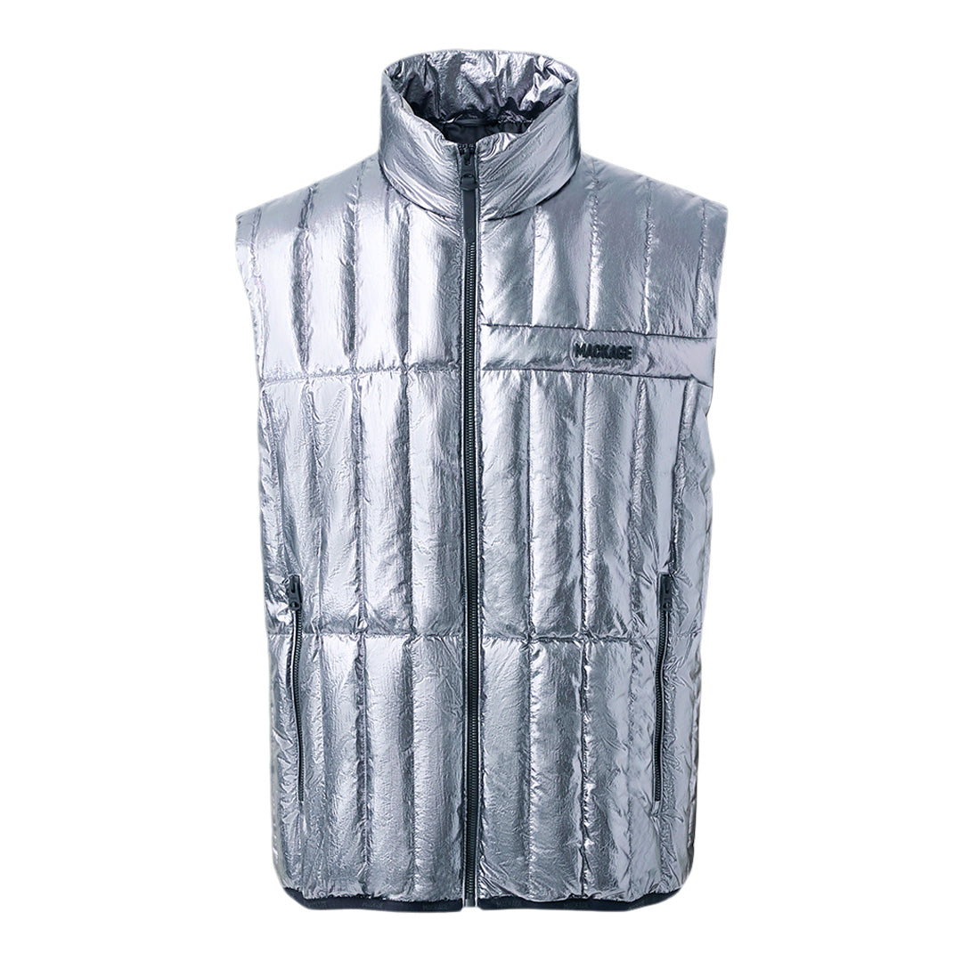 Mackage Patrick-m Metallic Laminate Light Down Vest Gunmetal, Size: