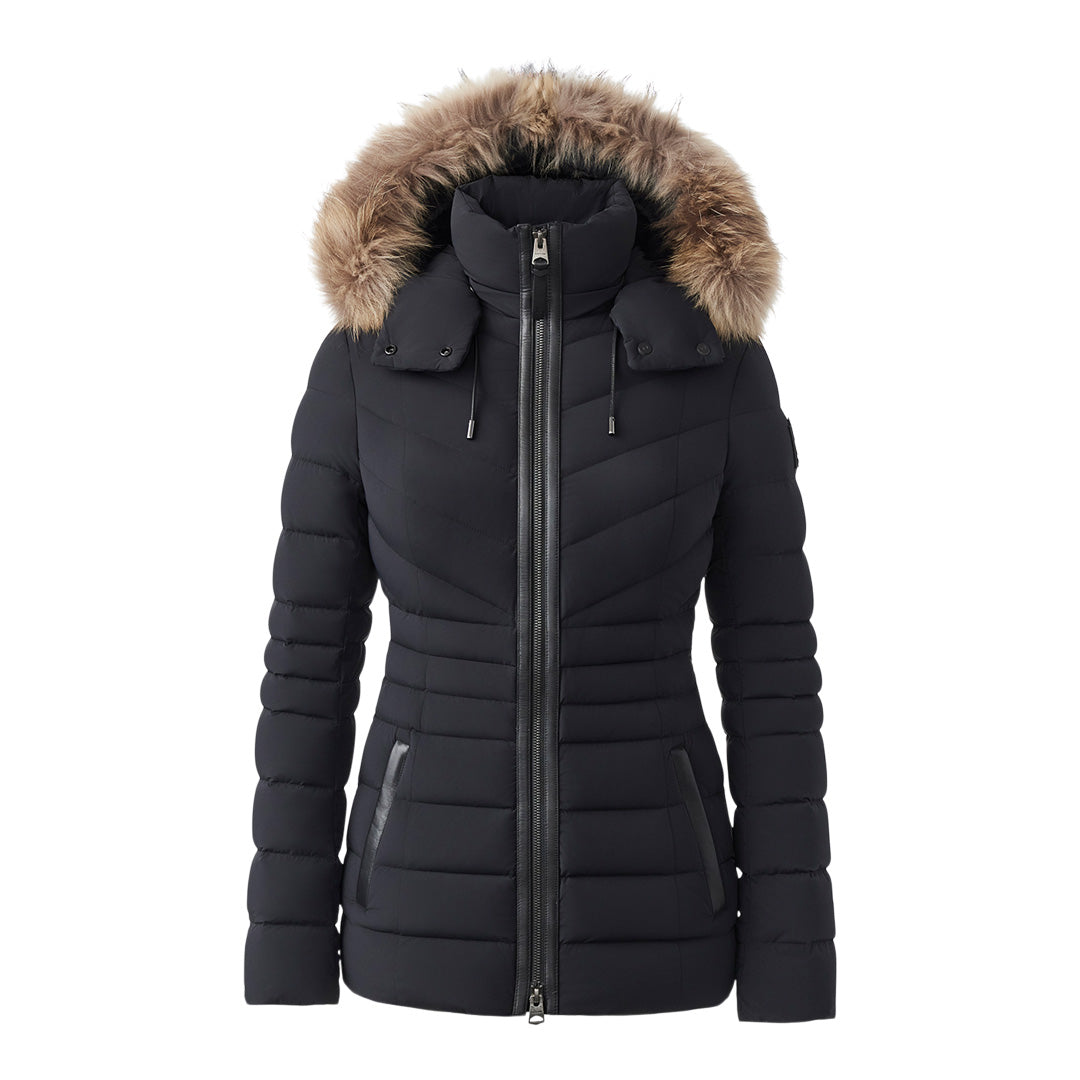 Mackage Patsy Agile 360 Down Jacket With Natural Fur Black, Size: