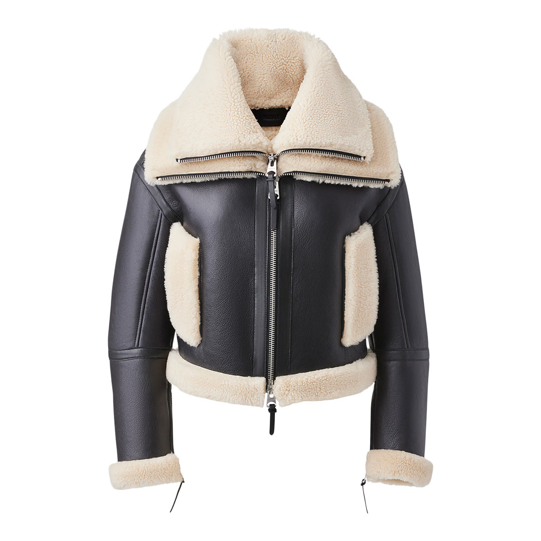 Mackage Penelopa Sheepskin Jacket With Double Collar Size: