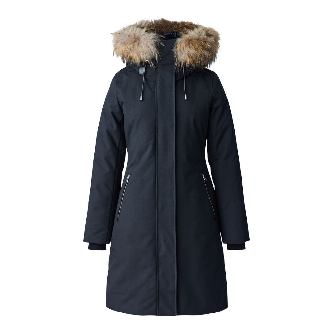 Mackage Shiloh 2-in-1 Fitted Down Coat With Removable Bib And Natural Fur Black, Size: