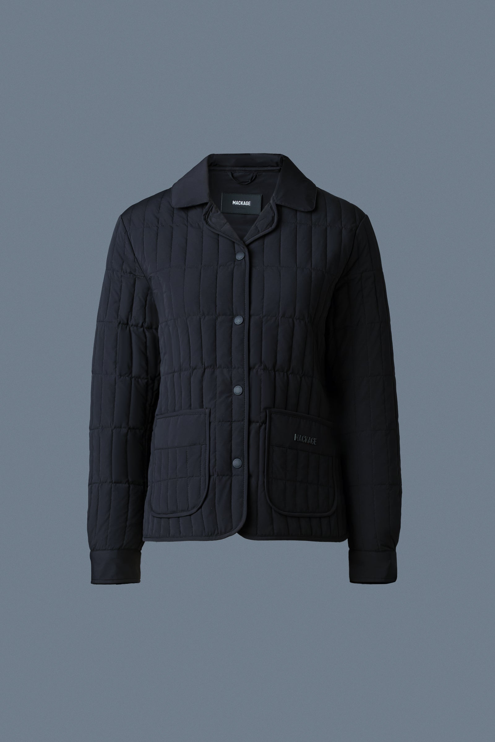 Mateo, Vertical quilted jacket with spread collar | Mackage® Canada