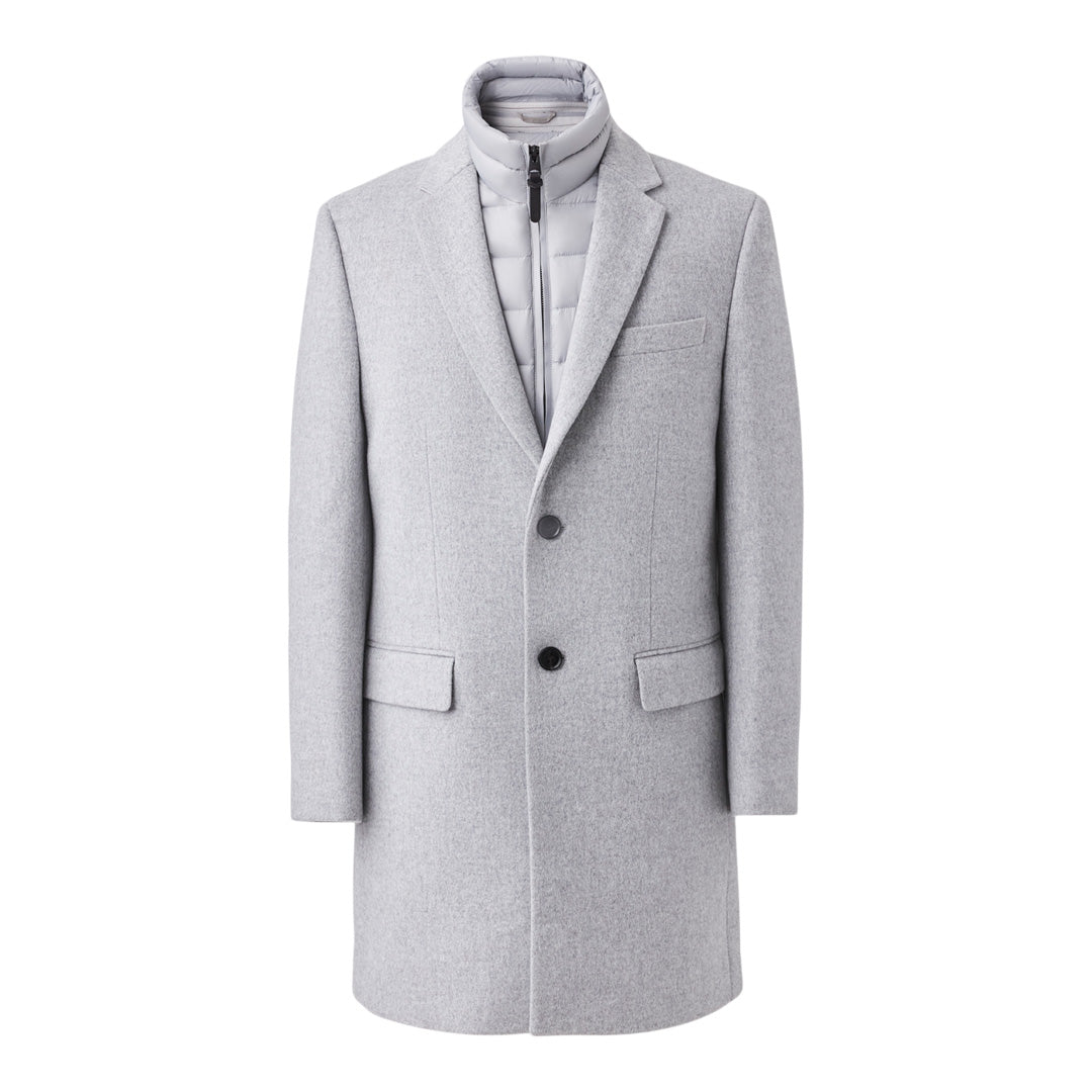 Mackage Skai Double-face Wool 2-in-1 Top Coat With Removable Down Liner Grey Melange, Size:
