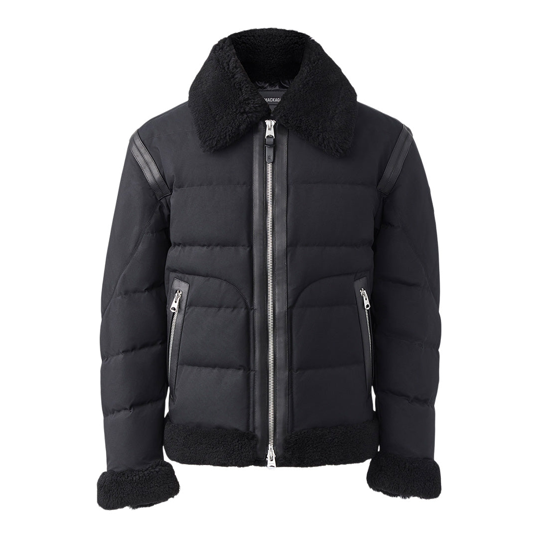 Mackage Solomon Down Sheepskin Jacket With Spread Collar Black, Size:
