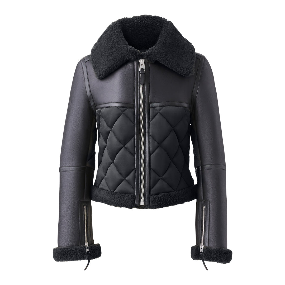 Mackage Tulip Quilted Sheepskin Jacket With Shearling Trim Size: