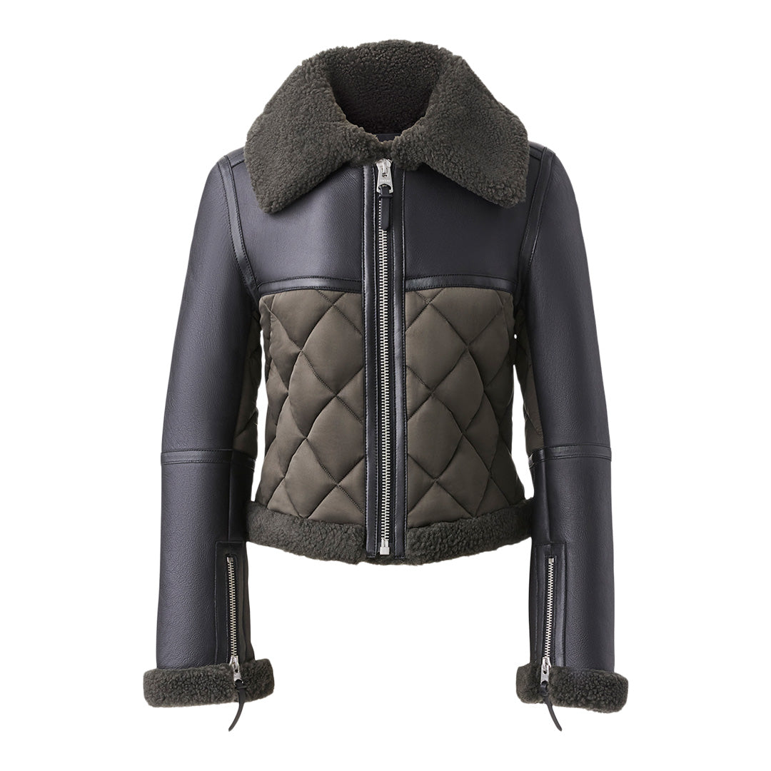 Mackage Tulip Quilted Sheepskin Jacket With Shearling Trim Size: