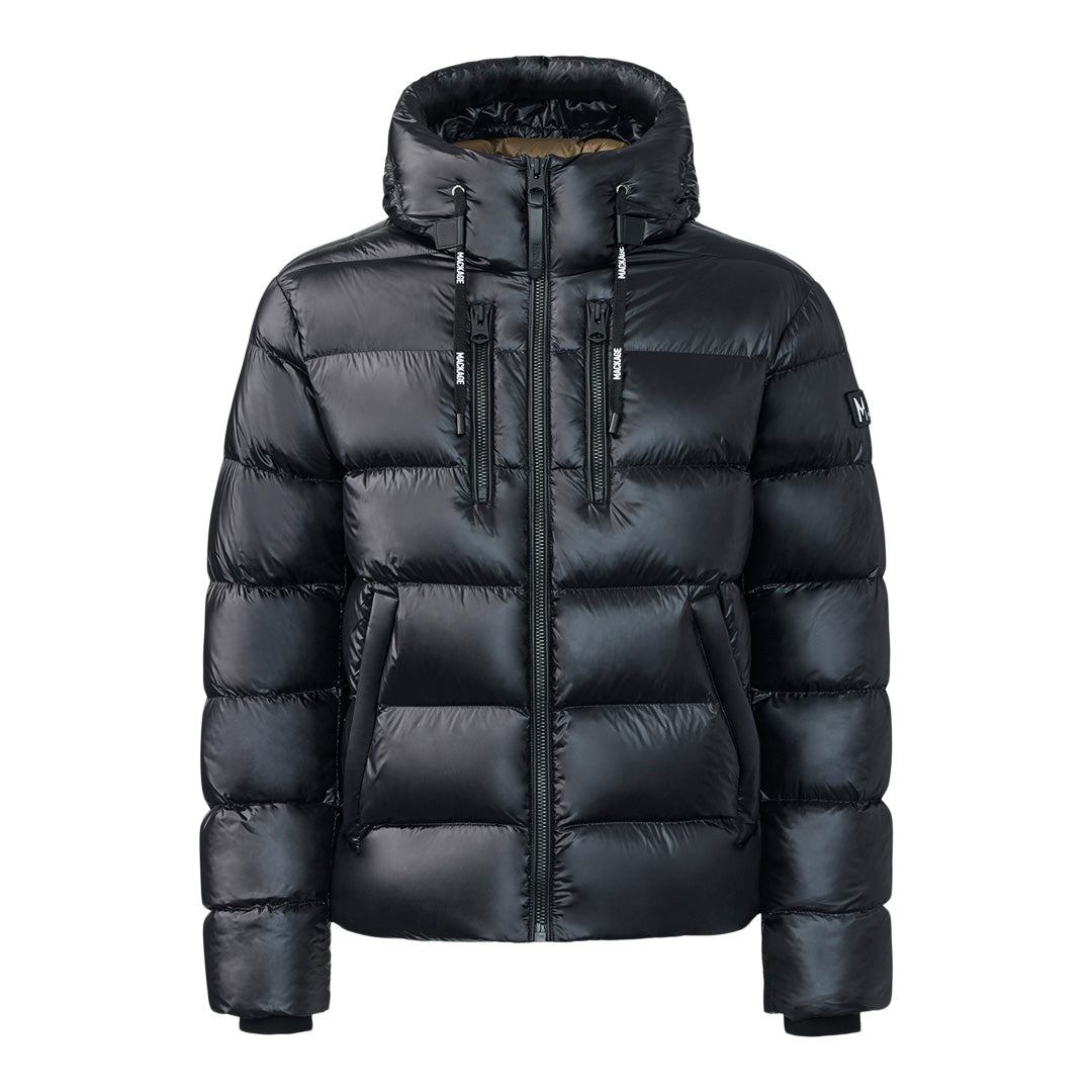Mackage Victor Lustrous Light Down Jacket With Hood For Men Black, Size: