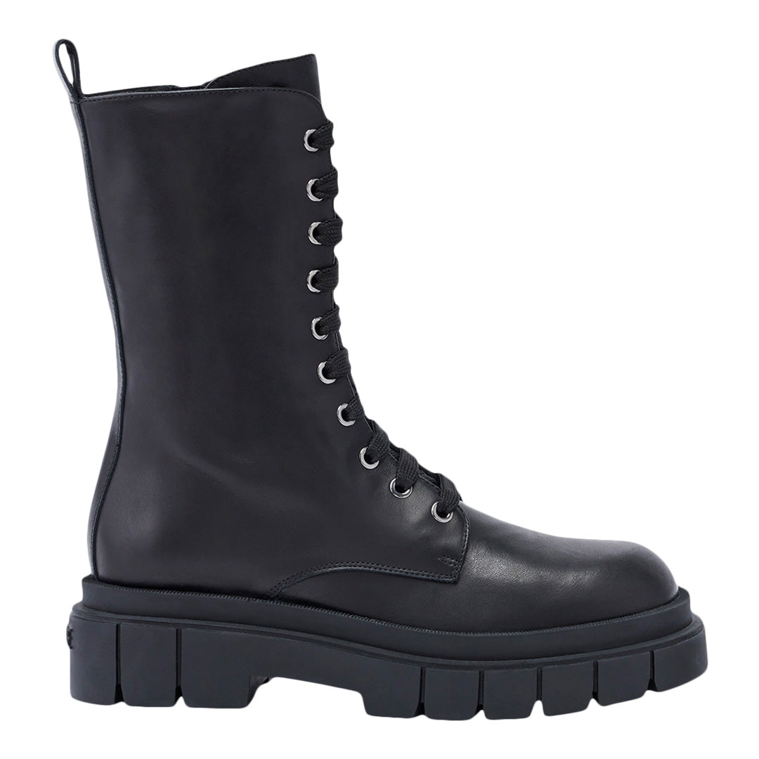 Mackage Warrior Unlined Lug Sole (r) Leather Combat Boot For Women Black, Size: