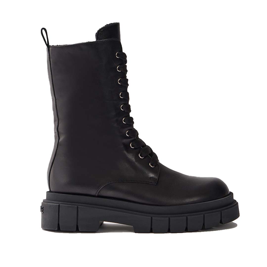 Mackage Warrior Shearling-lined (r) Leather Combat Boot For Women Black, Size:
