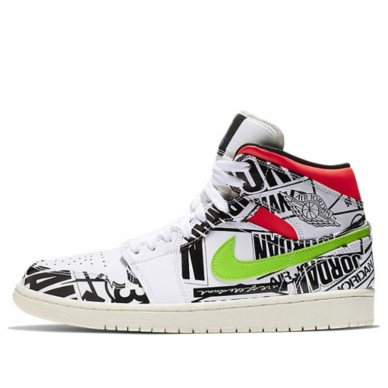  Air Jordan 1 Mid 'Over-Print Logos' 554724-119 Epoch-Defining Shoes 