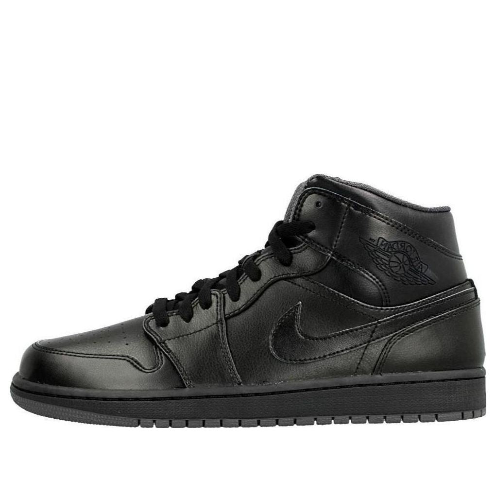  Air Jordan 1 Mid 'Black' 554724-021 Signature Shoe 