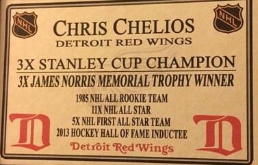 Premium Framed Chris Chelios Autographed / Signed Red Wings Jersey – JSA Auth