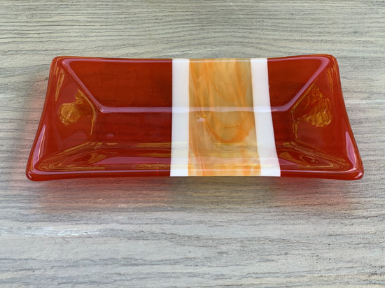 Fused Glass Sushi Set 'flora in Red' 6 or 8 Piece Large Serving