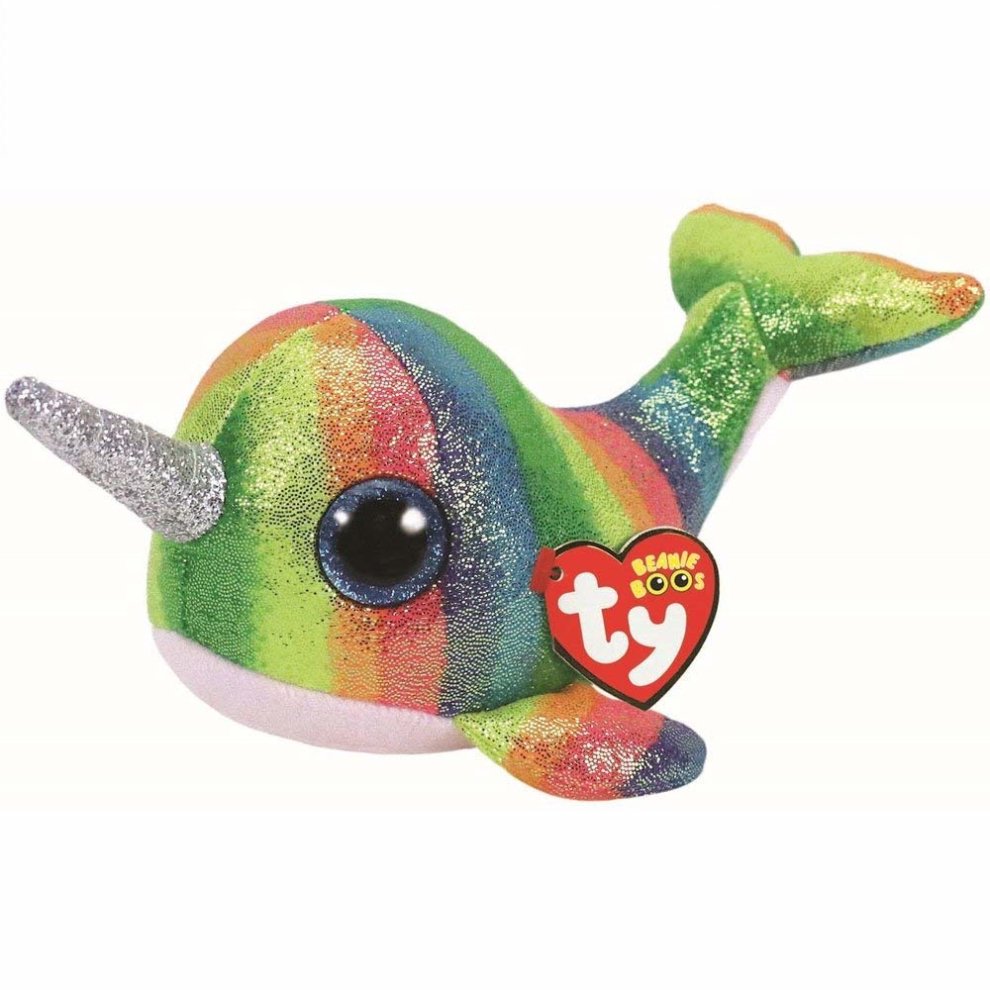 TY Beanie Boos NORI the Narwhal with Glitter Eyes 6" Plush Stuffed Animal
