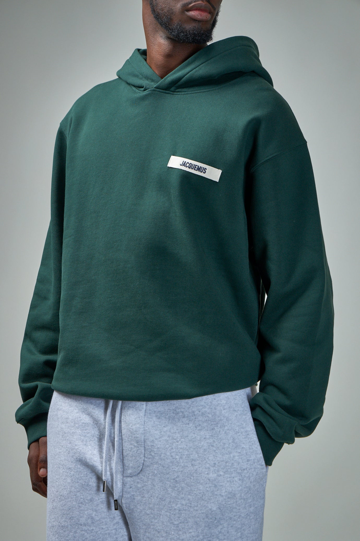 Jacquemus Le Hoodie Zip Gros Grain Cotton Sweatshirt In Green