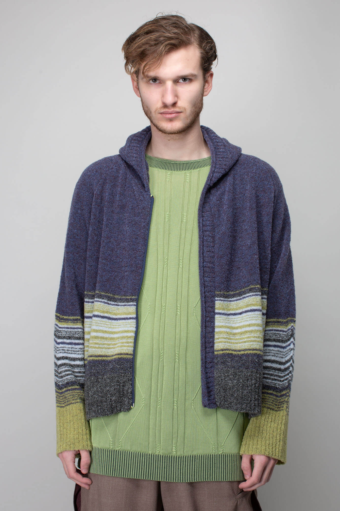 Kiko Kostadinov Ketra Hoodie In Blue Navy / Green Tea Stripes