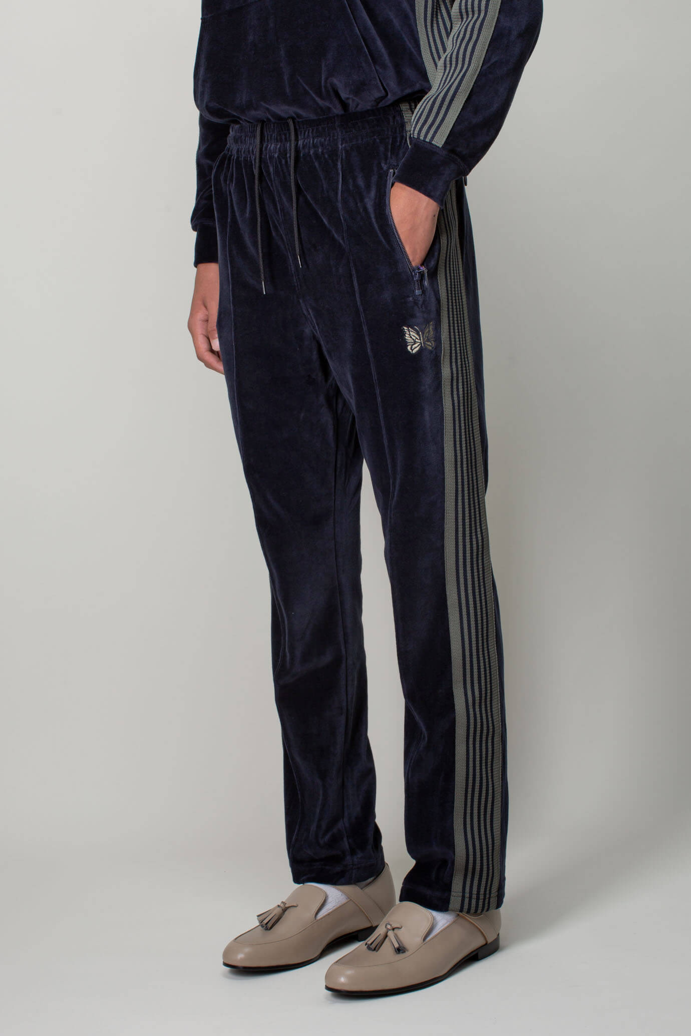 Velour Narrow Track Pant In Navy