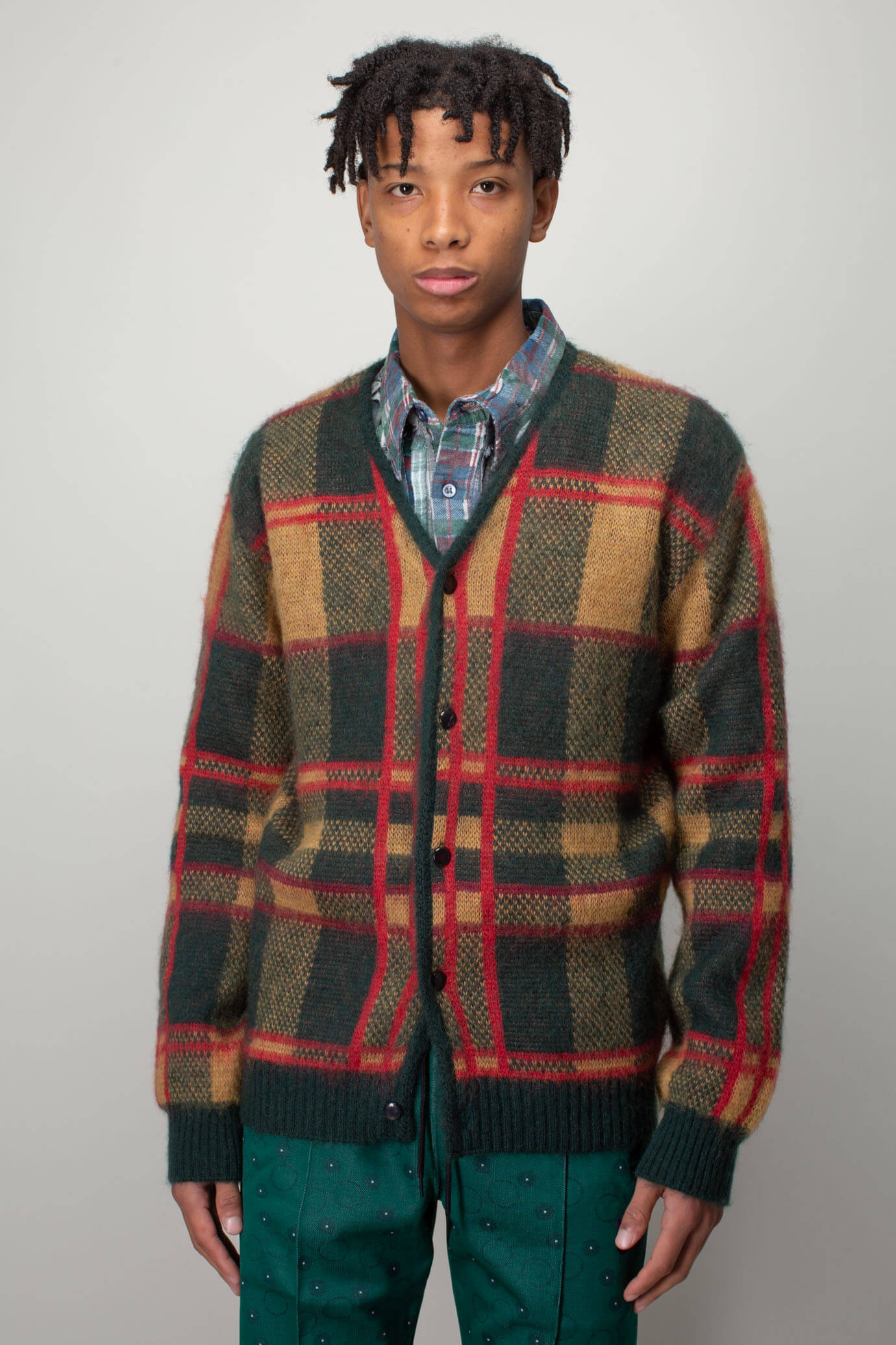 Needles Mohair Cardigan-Tartan-Green M カーディガン 店舗 日本