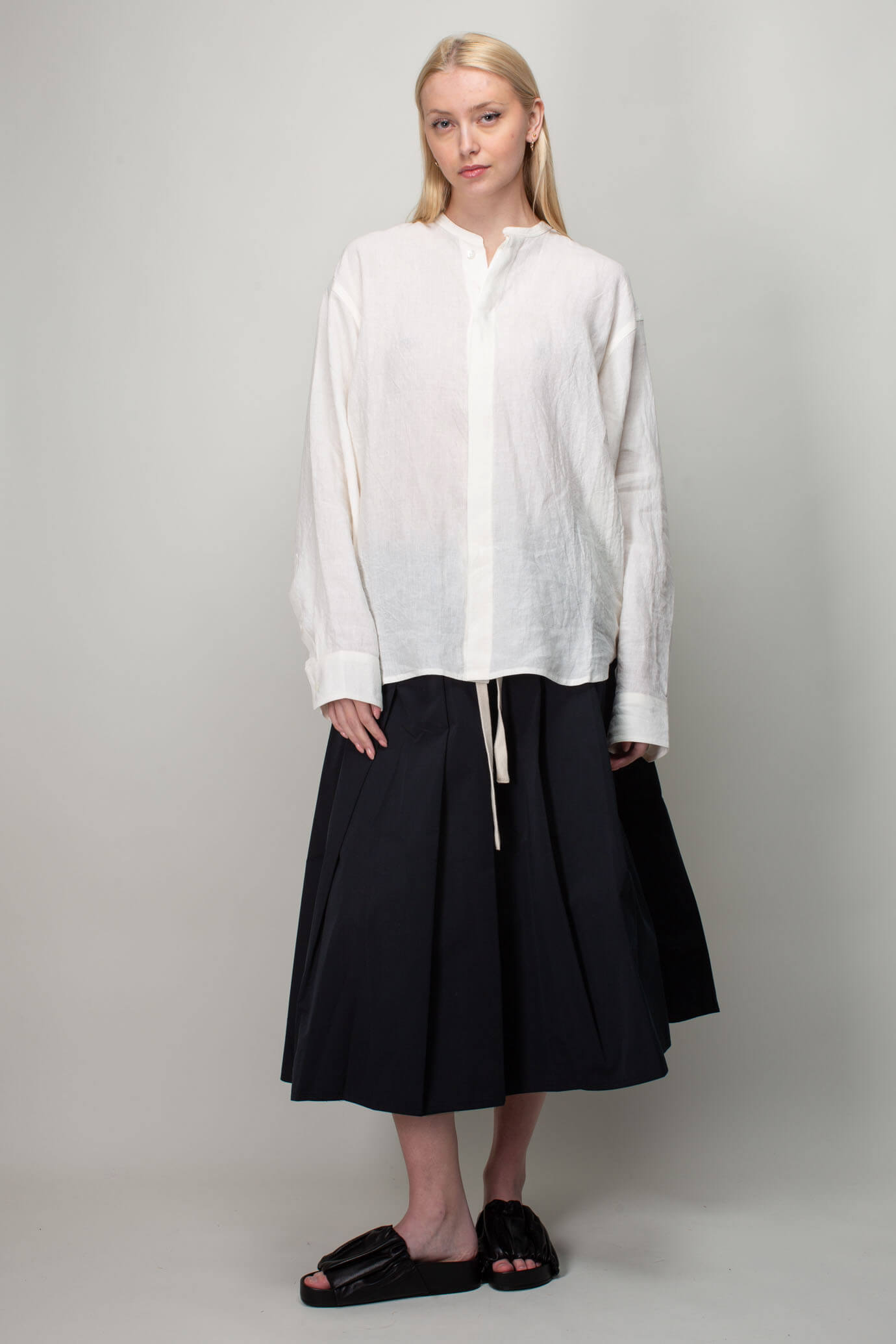 Sofie D'hoore Collarless Linen Shirt In White | ModeSens