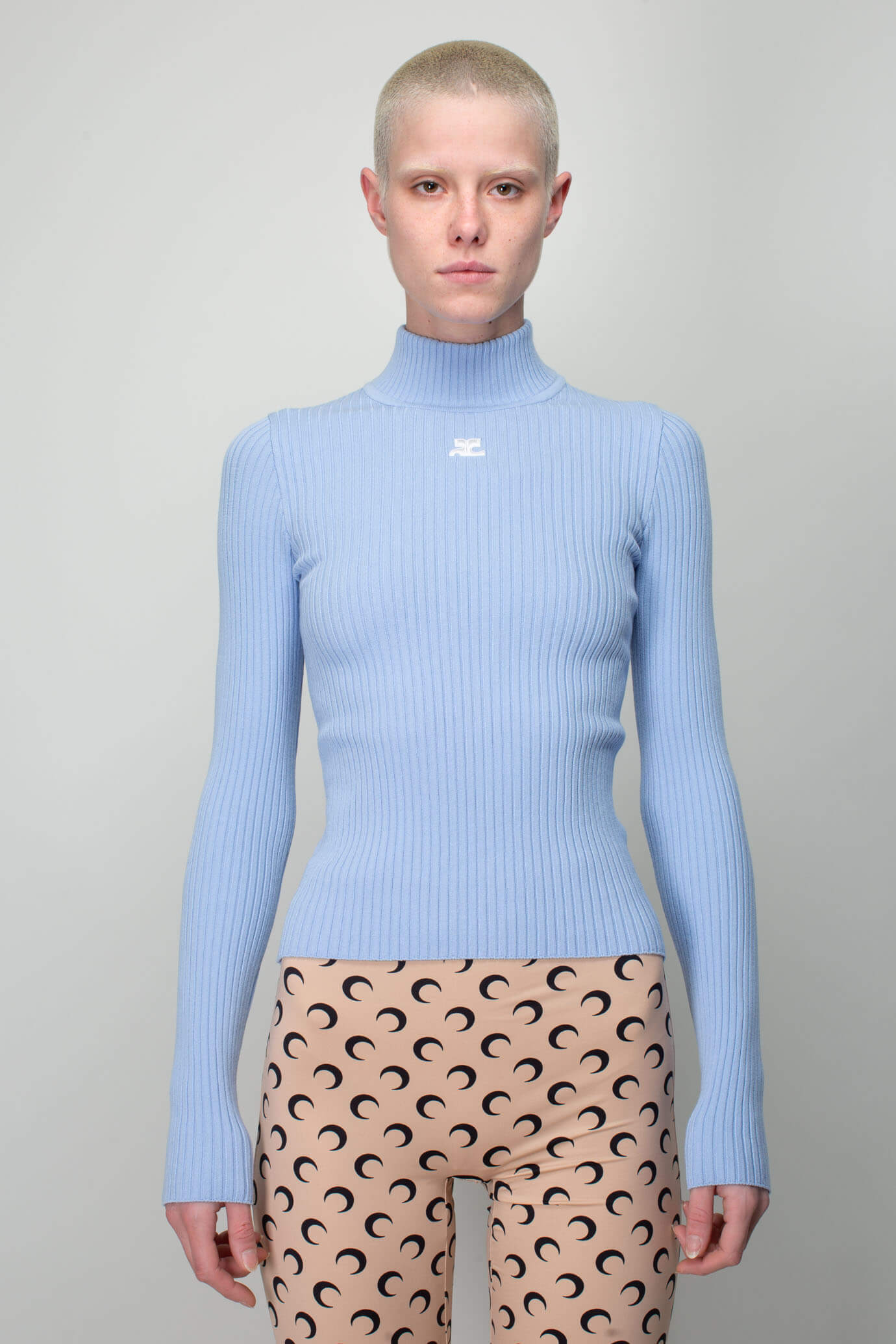 COURRÈGES MOCKNECK RIB KNIT SWEATER