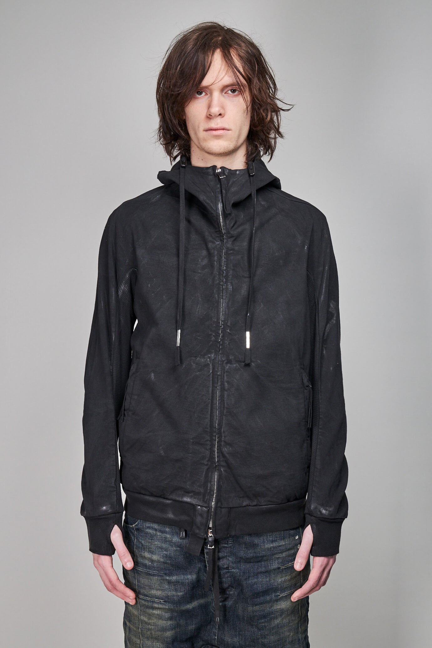 Boris bidjan saberi HOODEDレザーSLEEVE コート