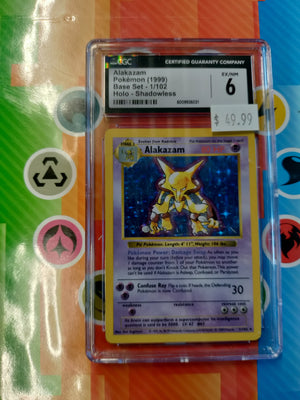 1999 Alakazam Base Set 1/102 Holo Shadowless CGC EX/NM 6 - Todd's Toys