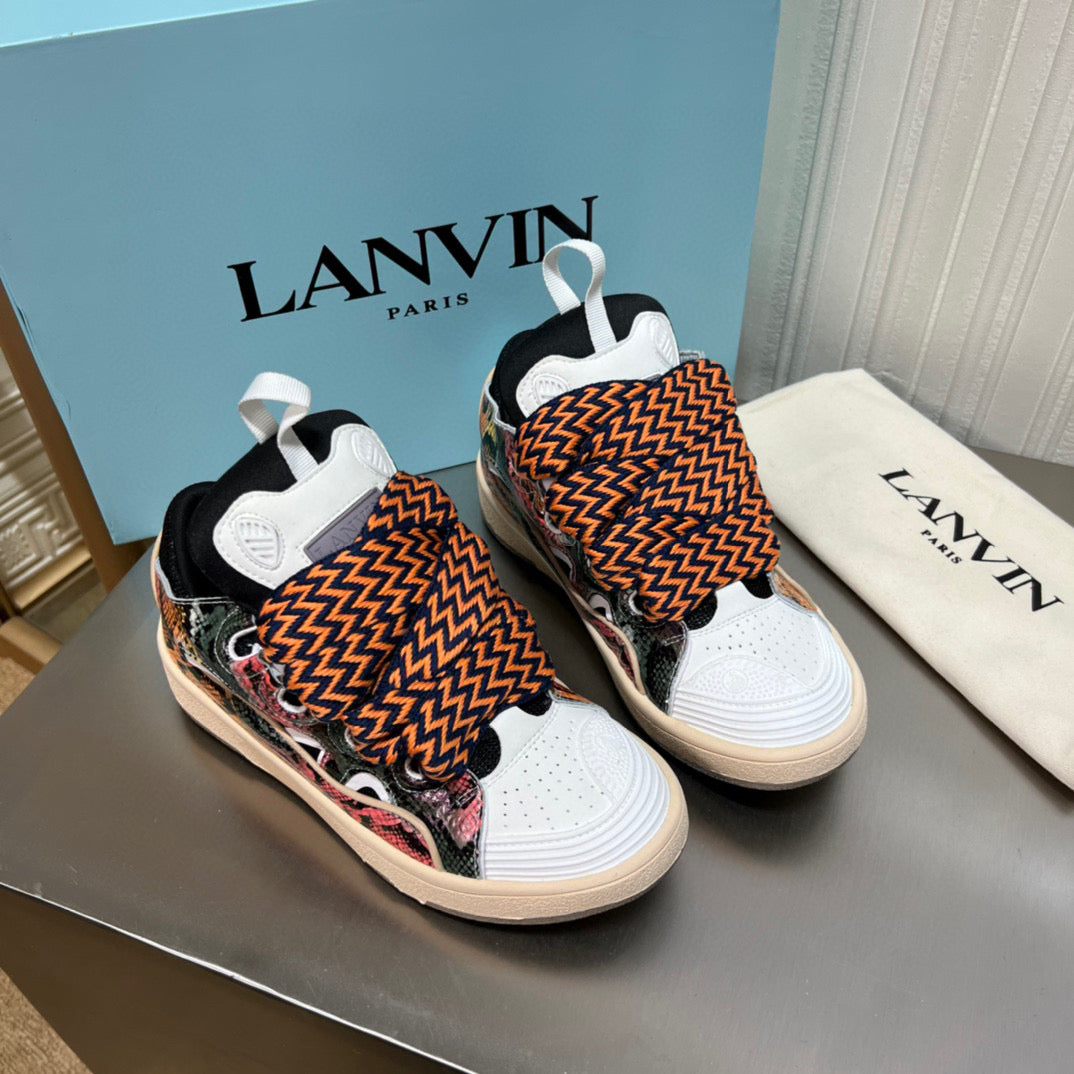 LANVIN 2022 Newest Women and Men Leather High Top Sneakers Sports Shoes