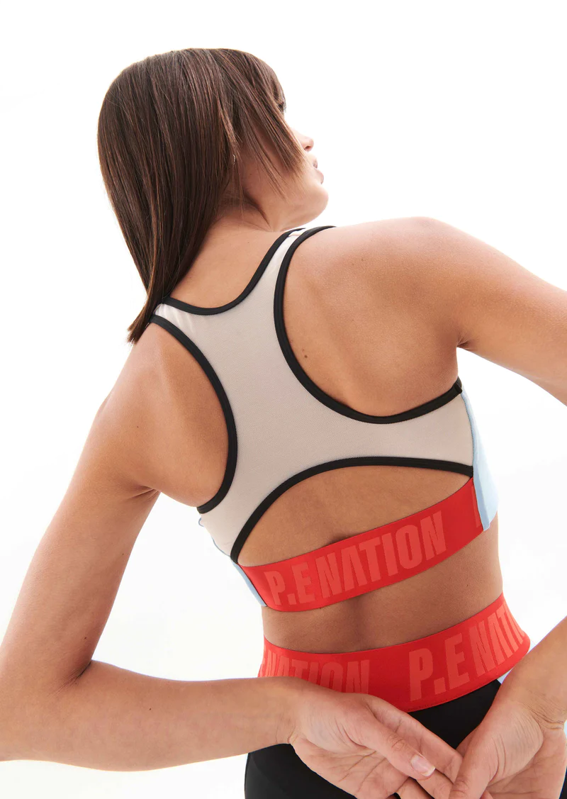 P.E NATION Immersion printed stretch recycled sports bra