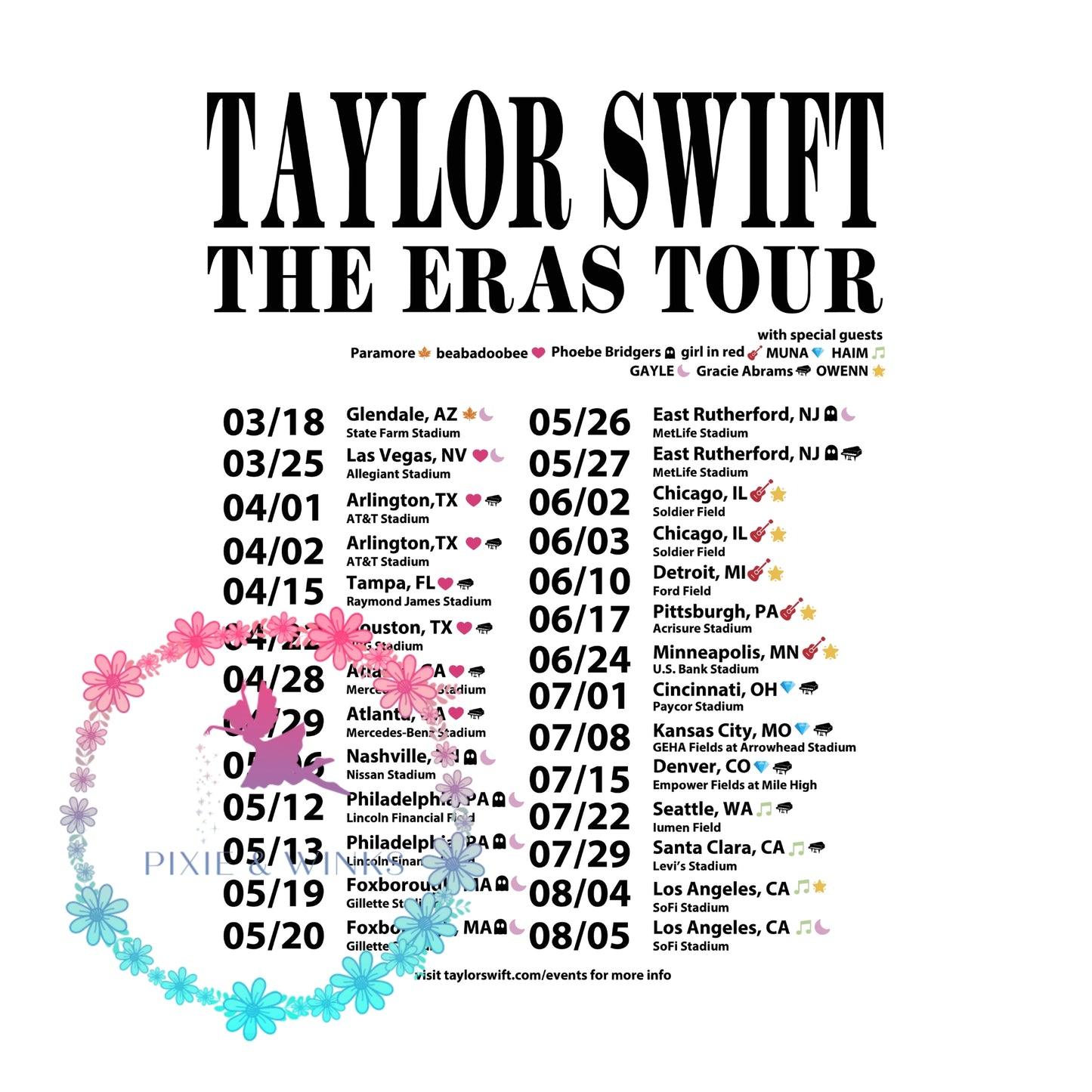 eras tour all 146 dates