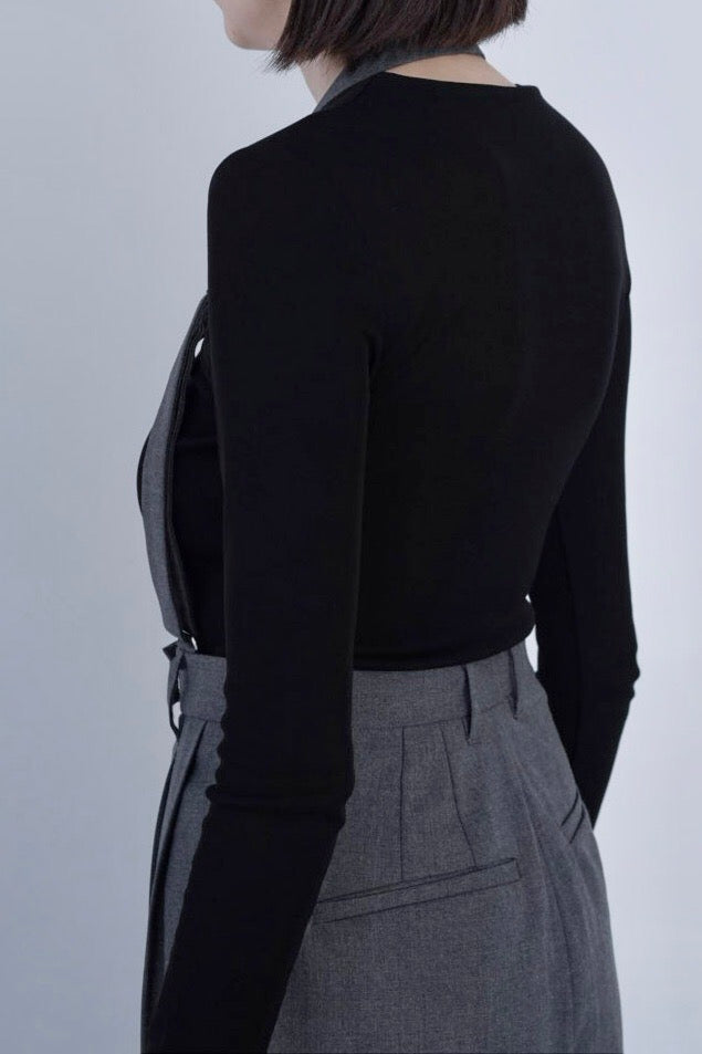 レトロマッチラベル 北欧デザイン 鳥 IIROT Knit Body Suit_Black
