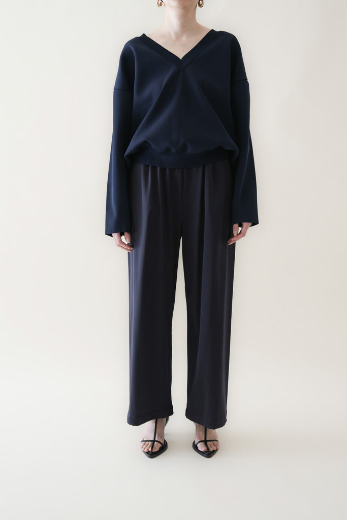 Double Satin Easy Pants_Navy