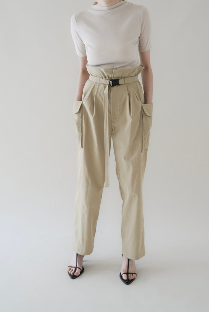 High Rise Band Pants_Beige– IIROT