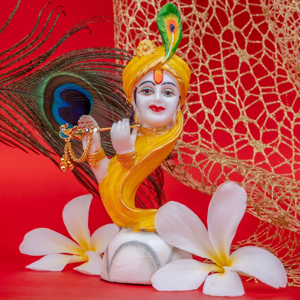 Handcrafted Lord Krishna Idol For Decorative Purpose - Kiss Bliss