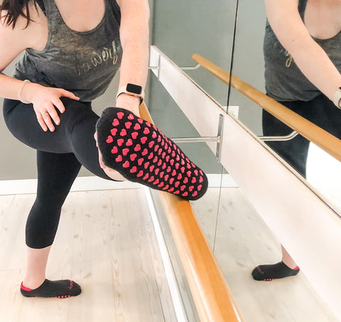Grip socks for barre are perfect for slippery surfaces to ensure your feet stay planted.